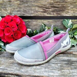 Merrell Enlighten Awake Shoes Gray Pink Leather Comfort Flats Loafers Outdoor